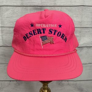 Vintage Operation Desert Storm Pink Nylon Hat Cap Embroidered Cord Rope SnapBack